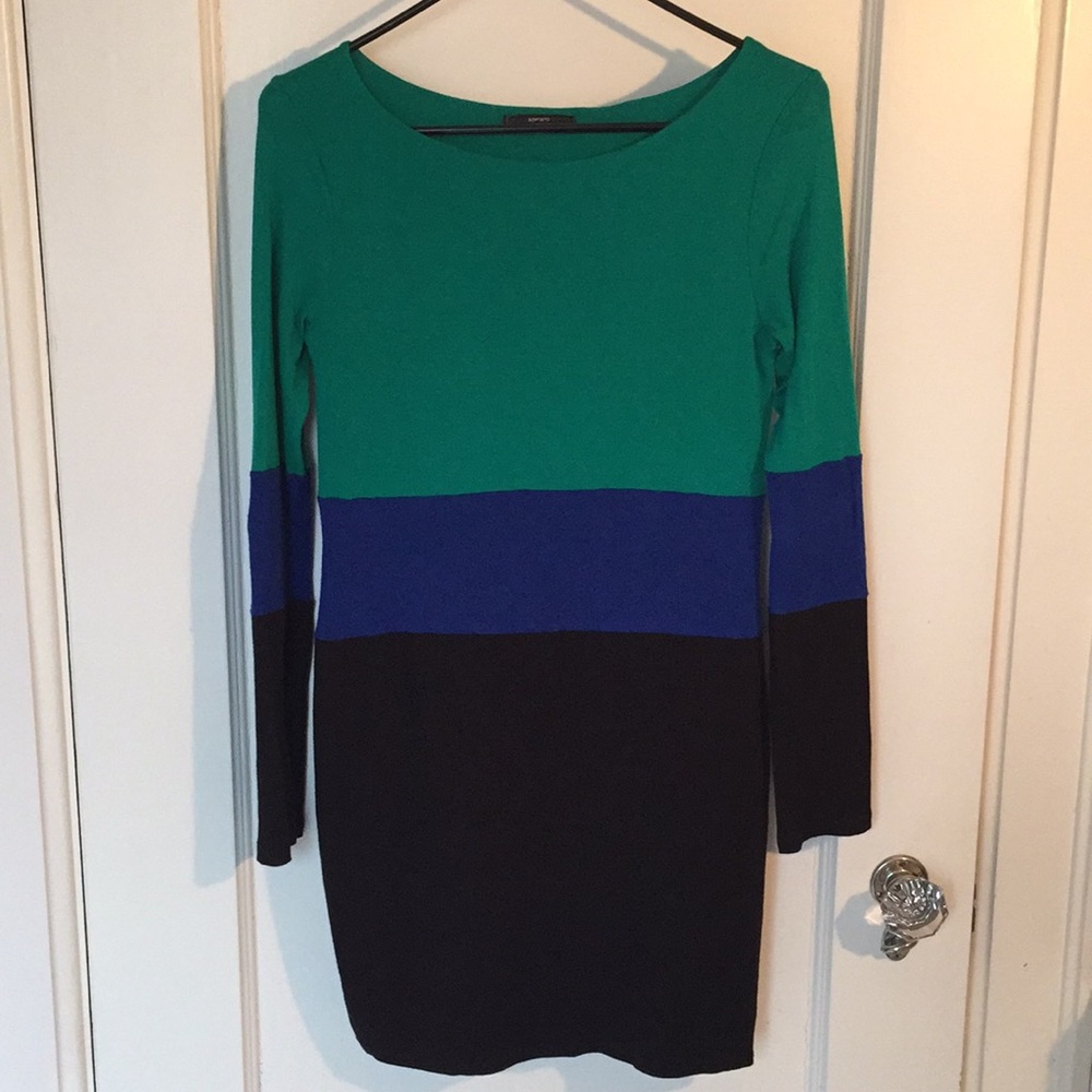 Long Sleeve Color-Block Dress